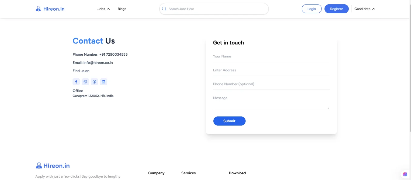 Hire On interface
