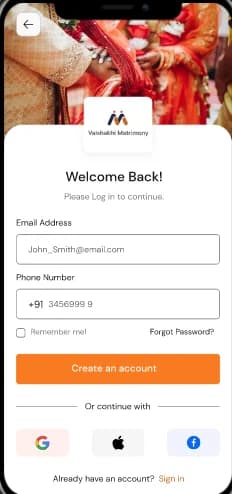 Matrimonial App interface