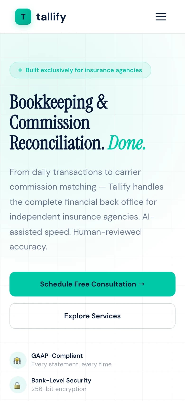 Tallify — mobile interface