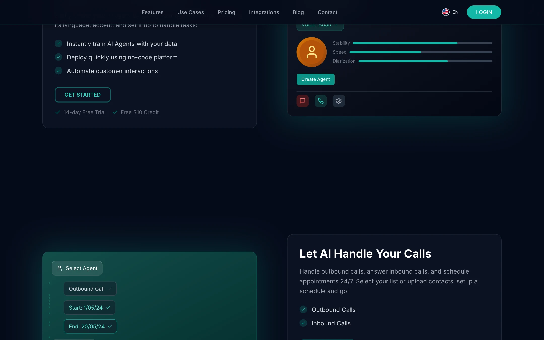 Receptionist AI — product features view